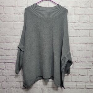 Marla Wynne Soft Gray Poncho Sweater Size 1X Oversized Neutral Basic Comfortcore